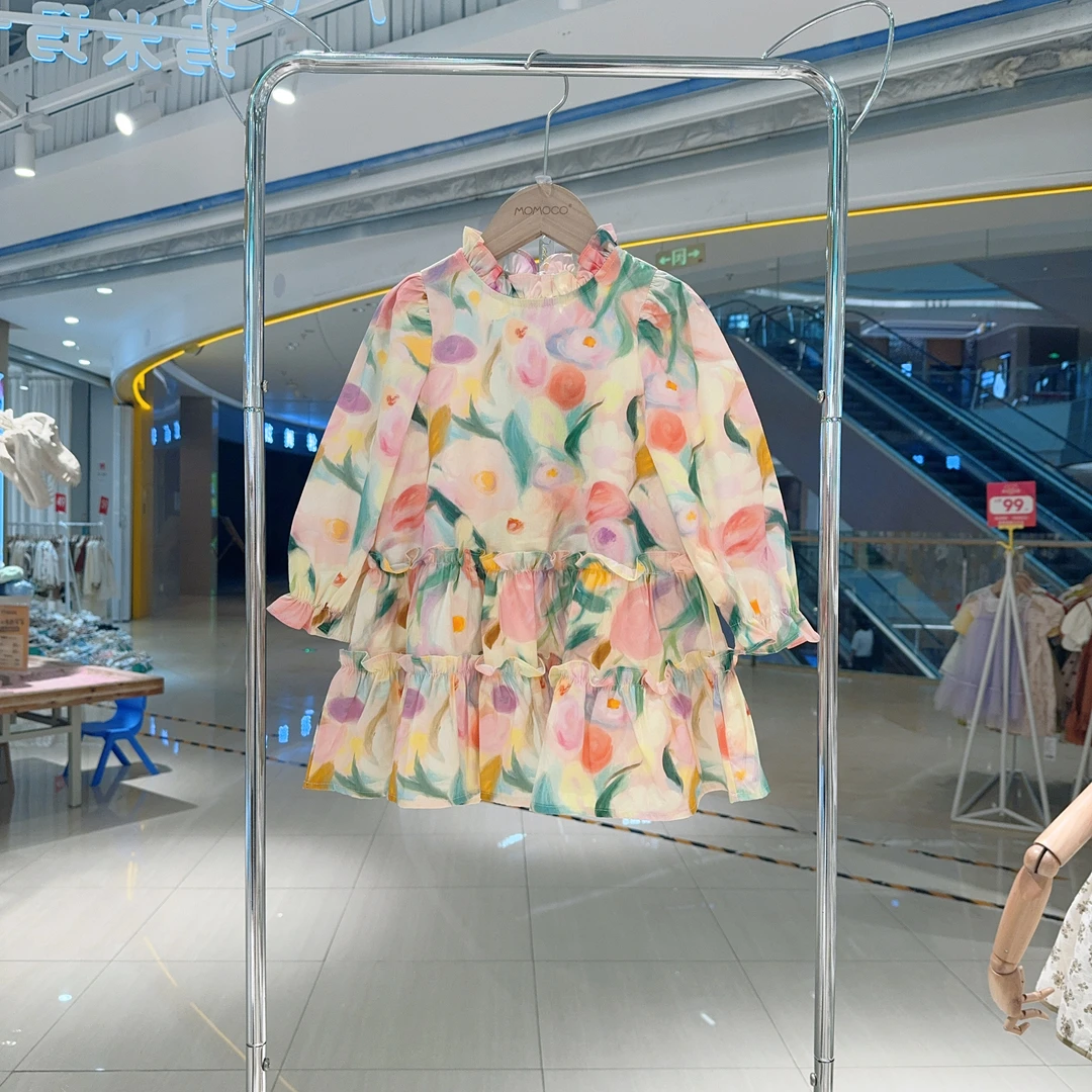 MOMOCO女童秋季花边满印郁金香连衣裙75730476004