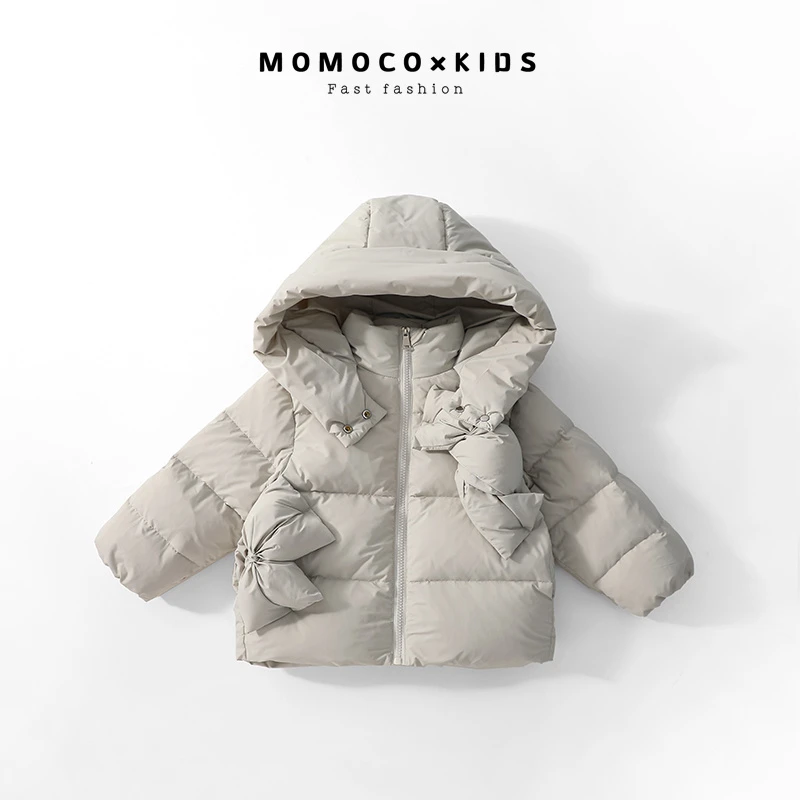 MOMOCO儿童羽绒服90白鸭绒蝴蝶结休闲羽绒服76830102219