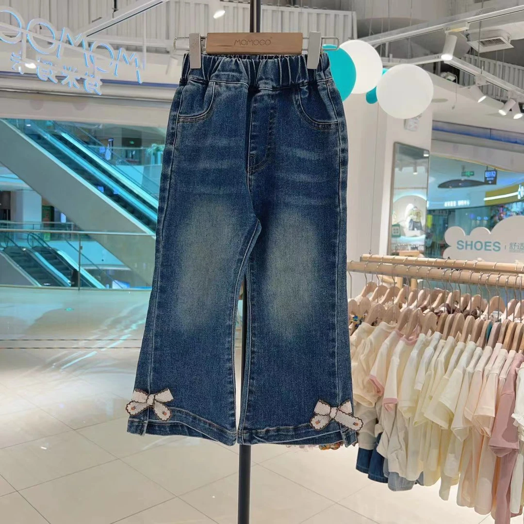 MOMOCO女童秋季甜美蝴蝶结牛仔裤75730350022