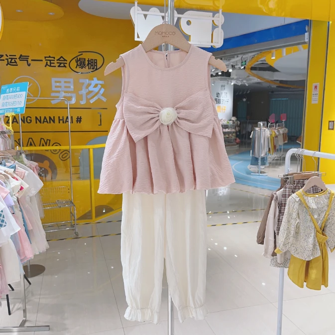 女童夏款立体蝴蝶结玫瑰花两件套装75630578019