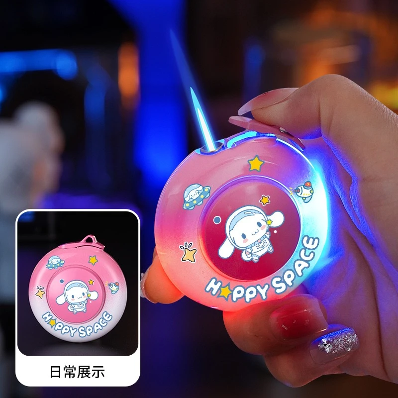 创意个性三丽鸥飞碟渐变防风打火机炫酷旋转陀螺点火器男女友礼物