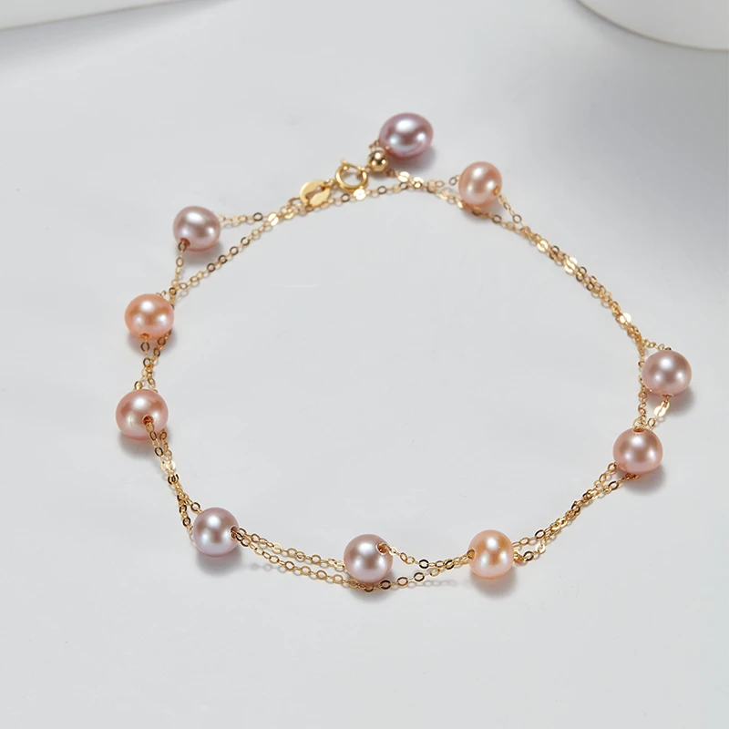 ECI天然淡水满天星珍珠项链 18k金粉紫色/糖果色百搭时尚气质