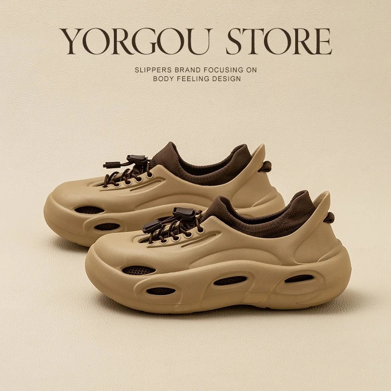 远港徒步溯溪鞋女夏季防滑外穿厚底休闲透气涉水钓鱼洞洞鞋男