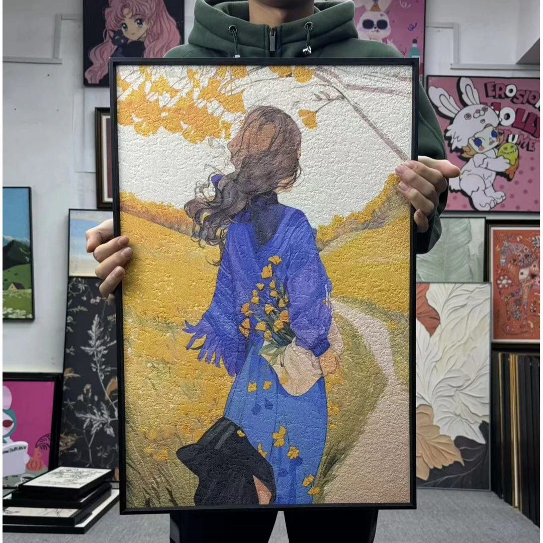 数字油画新款手工填充治愈少女装饰画客厅涂色画画高级感挂画146