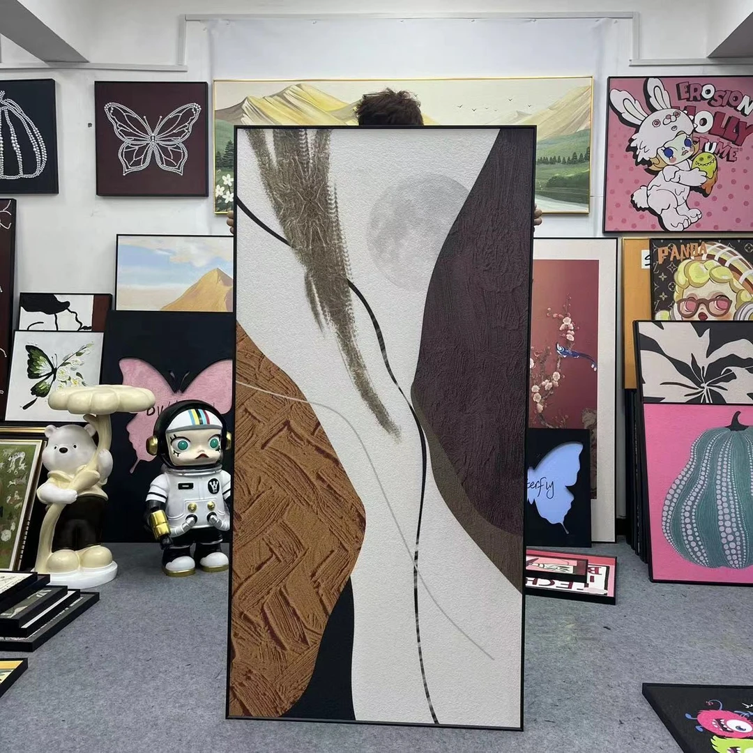 玄关装饰画现代简约壁画走廊过道挂画轻奢高级感黑白抽象80160