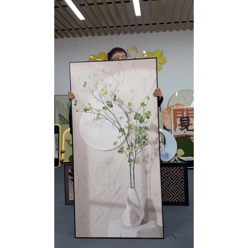 北欧玄关装饰画走廊过道挂画奶油风画客厅入户门竖版画绿植80160