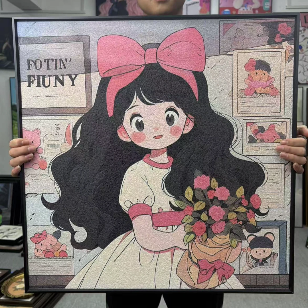 可爱女孩数字油画diy手工卡通动漫打发时间填色丙烯油画手绘6060