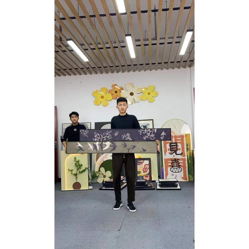 中古风客厅挂画小众沙发背景墙挂画法式复古窄长条组合燕子20150