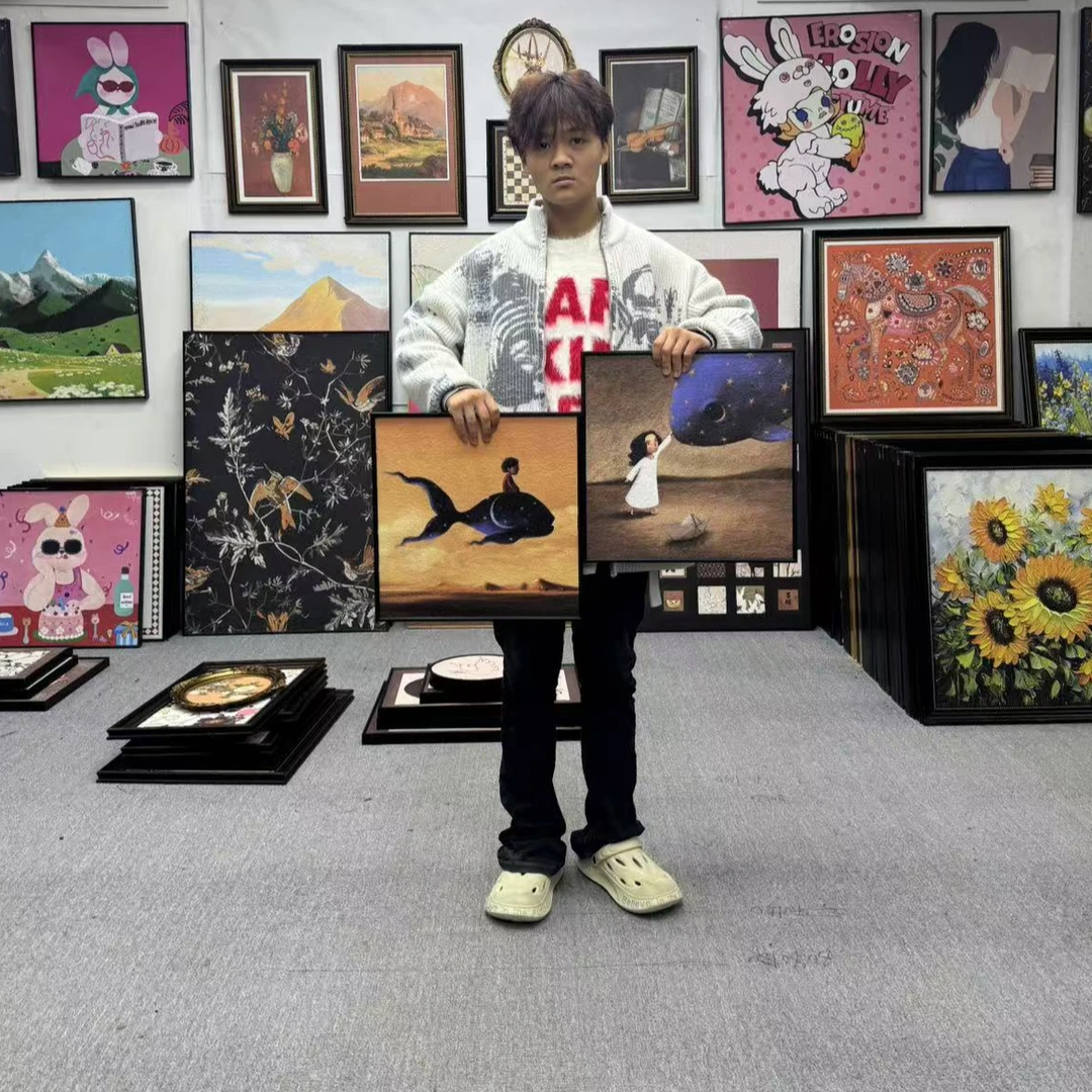 童真北欧男女孩儿童房装饰画国王皇后插画现代卧室床头鲸鱼4040