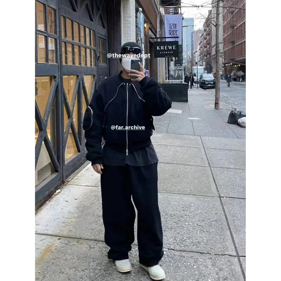来自街头baggy pants美式重磅复古垂感阔腿卫裤kanye同款运动裤男