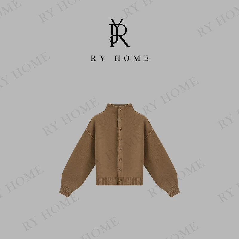 【容雨RYHOME】100绵羊毛~立领软糯显瘦单排扣毛衣开衫外套243M2660