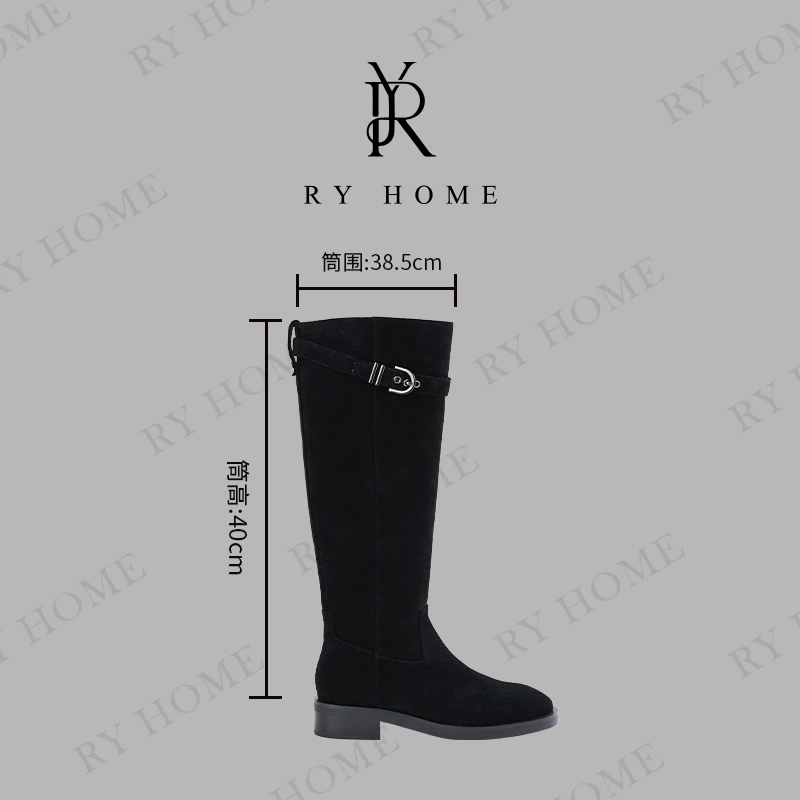 【容雨RYHOME】100绵羊皮＋反皮绒Retro高筒骑士靴X1169