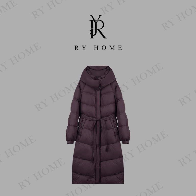 【容雨RYHOME】90白鸭绒简约百搭零压感过膝长款羽绒服244YF1260
