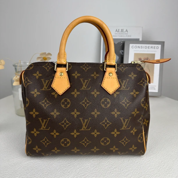 90新 LouisVuitton/路易威登 lv中古speedy25手提包枕头包/全原