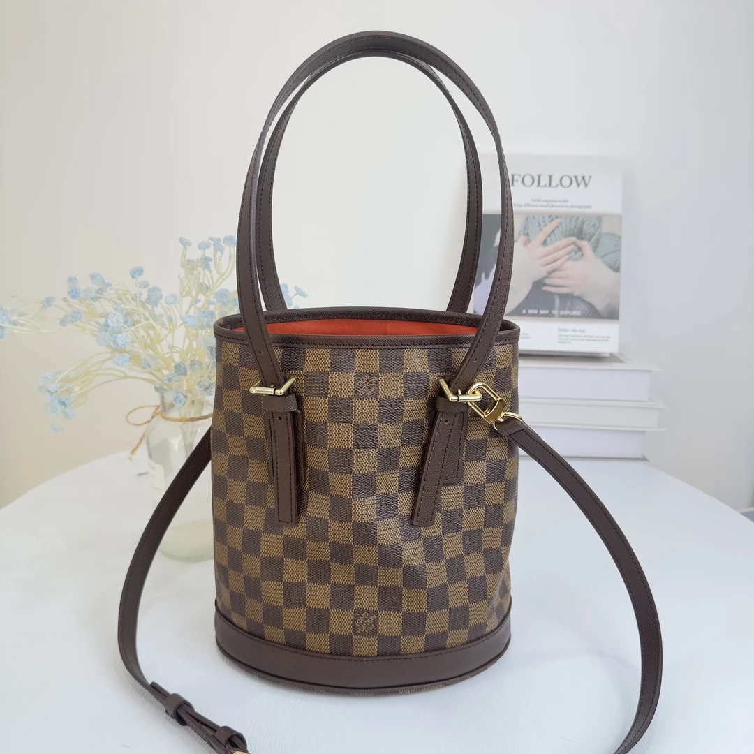 90新 LouisVuitton/路易威登 lv路易威登中古棋盘格小水桶/换皮