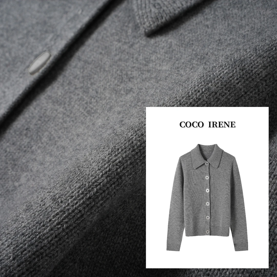 COCO IRENE【知性风开衫】重磅500克保暖纯绵羊毛针织开衫