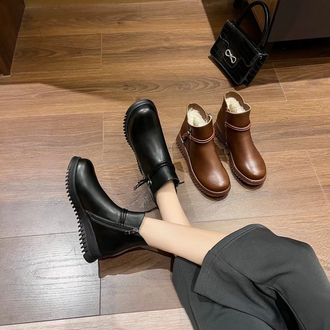 有瑕疵真皮真毛妈妈鞋短靴58888