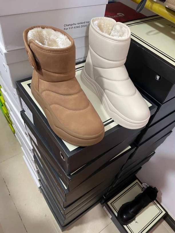 诗涵家 真皮防水软底雪地靴8126-1