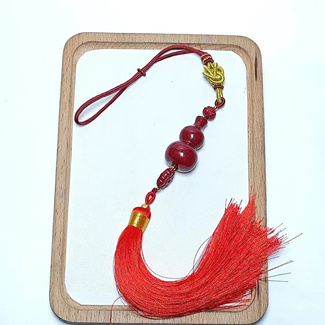 含辰砂工艺品【耀华珠宝】葫芦福禄汽车挂福禄设计款