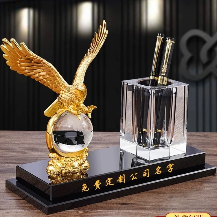 商务创意赠品办公摆件定制实用高档送客户纪念品水晶笔筒摆件礼品