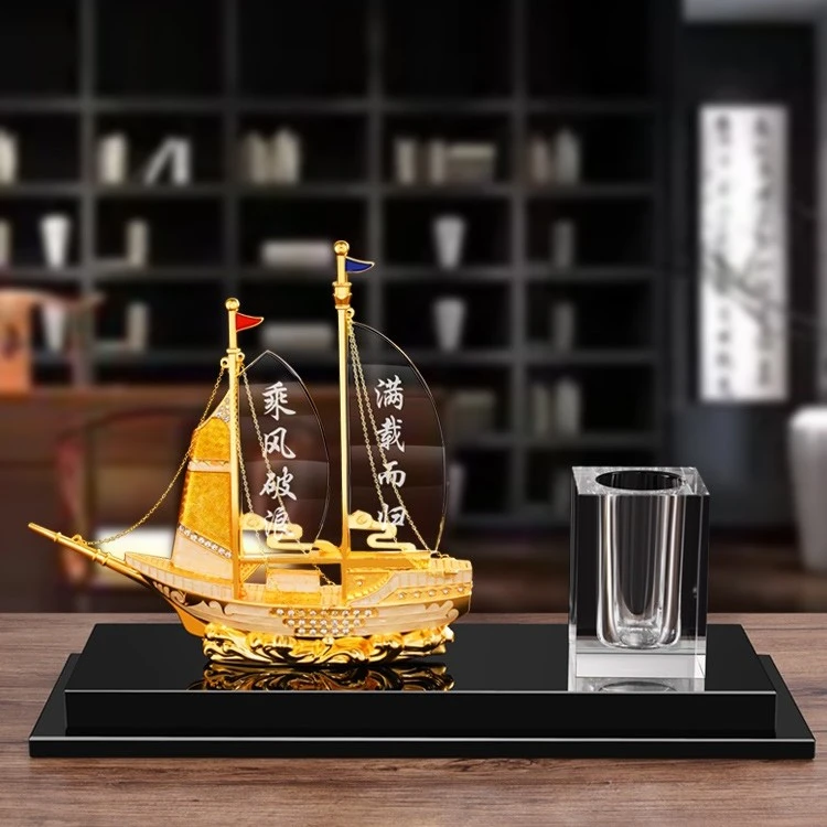 酒柜高级感开业送礼船帆工艺品摆件家居办公超市柜台高档轻奢摆件