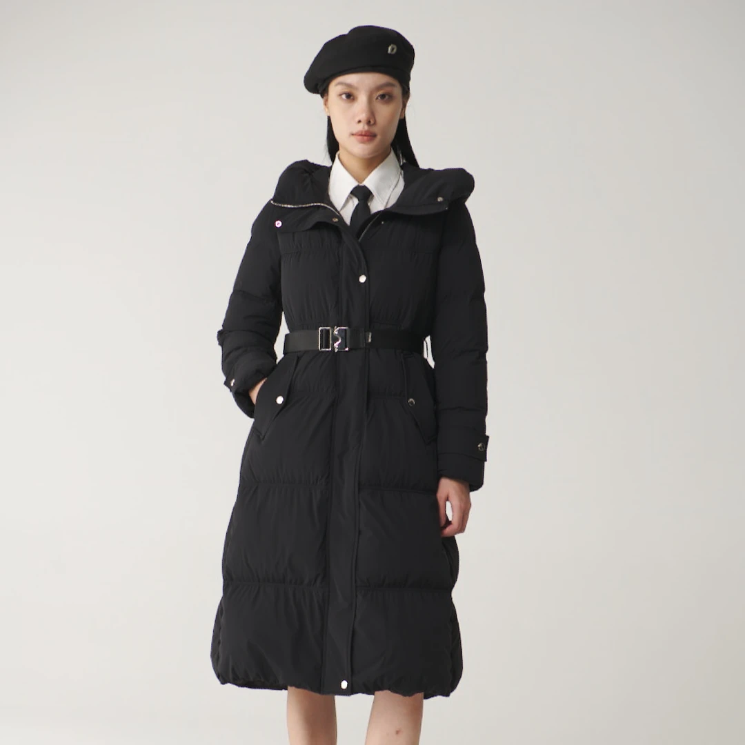 【U.M】长款收腰连帽保命鹅绒服603012G