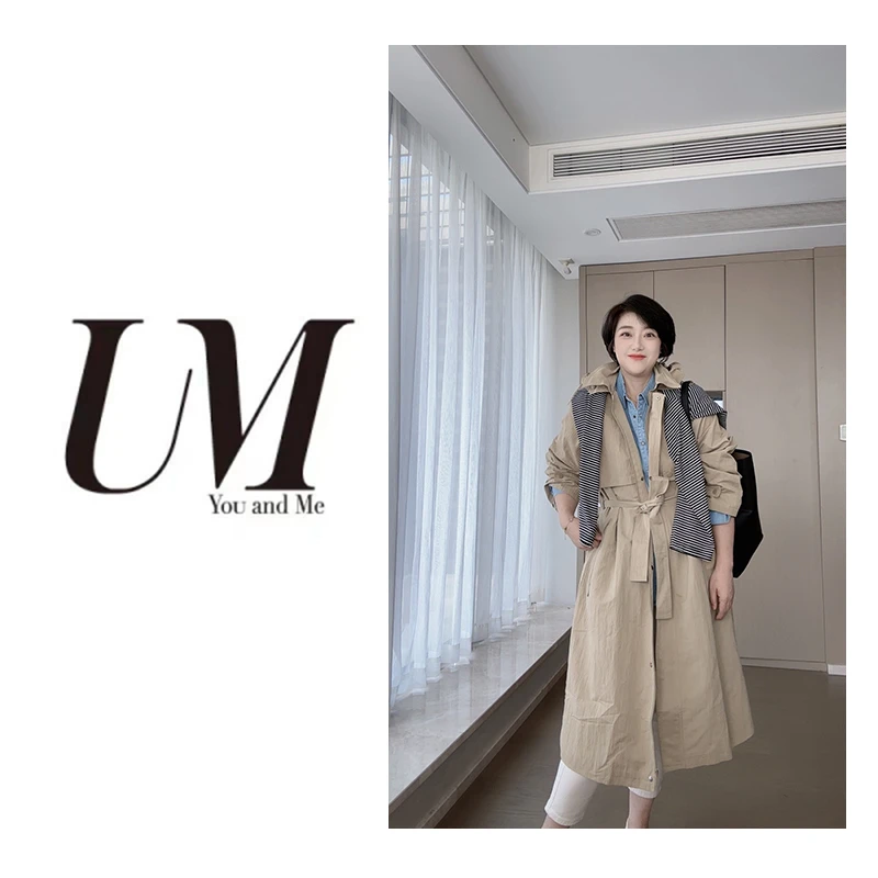 【U.M】塞纳连帽腰带长款风衣