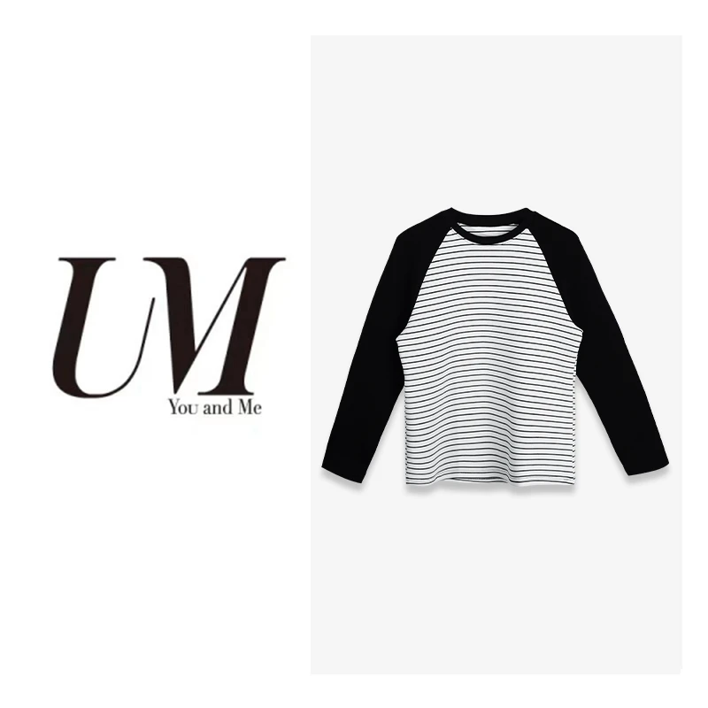 【U.M】高能感条纹拼接插肩长袖卫衣