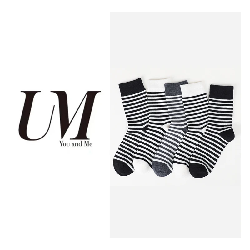 【U.M】熊猫条纹袜子舒适柔软