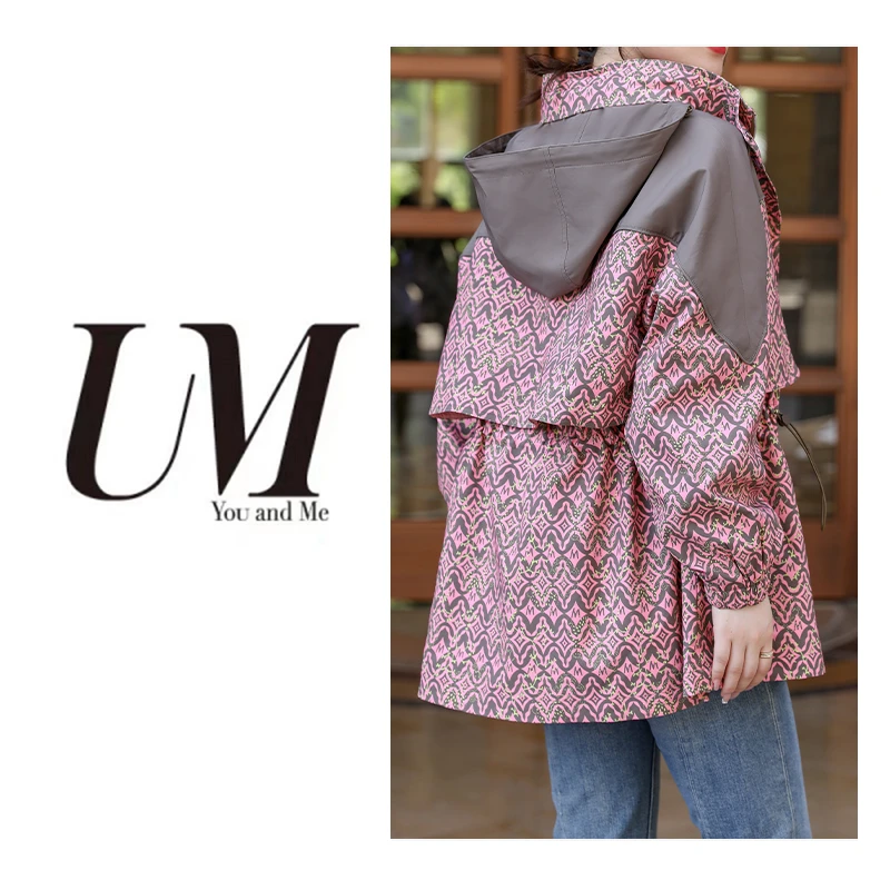 【U.M】高级印花户外风衣防风显瘦