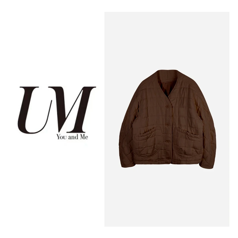 【U.M】V领大口袋菱格棉服