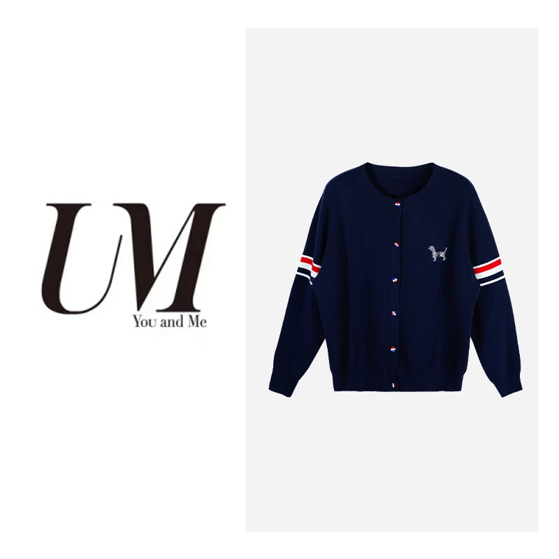 【U.M】烫钻狗子针织开衫