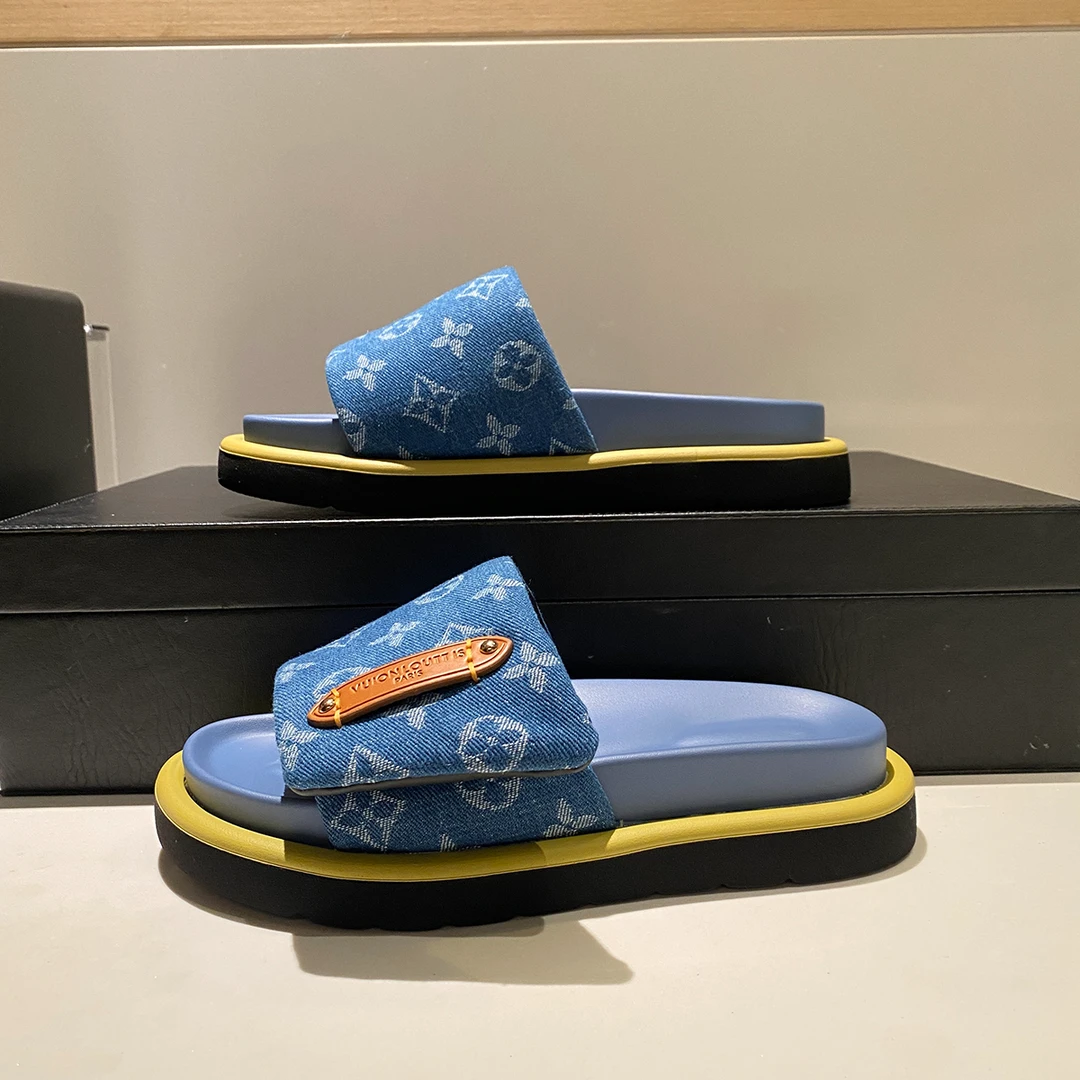 厚底拖鞋魔术贴时尚浮雕一字拖百搭印花凉拖鞋外穿增高厚底一字拖