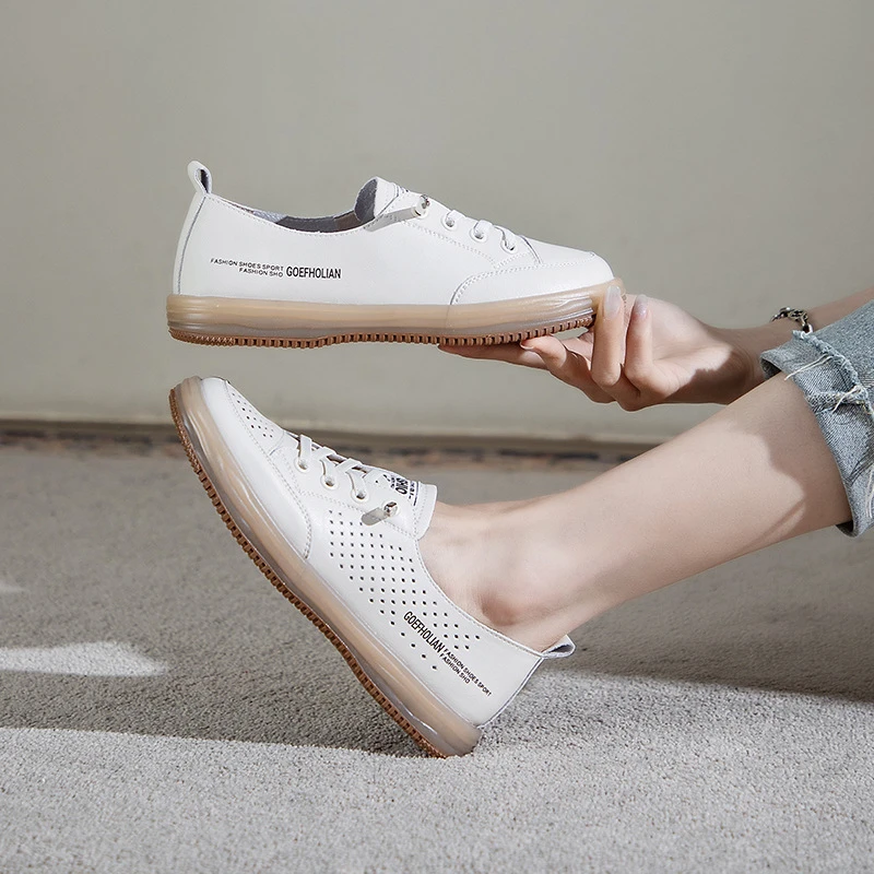 头层牛皮小白鞋一脚蹬妈妈鞋单鞋牛筋大码小香风皮鞋奶奶鞋乐福鞋