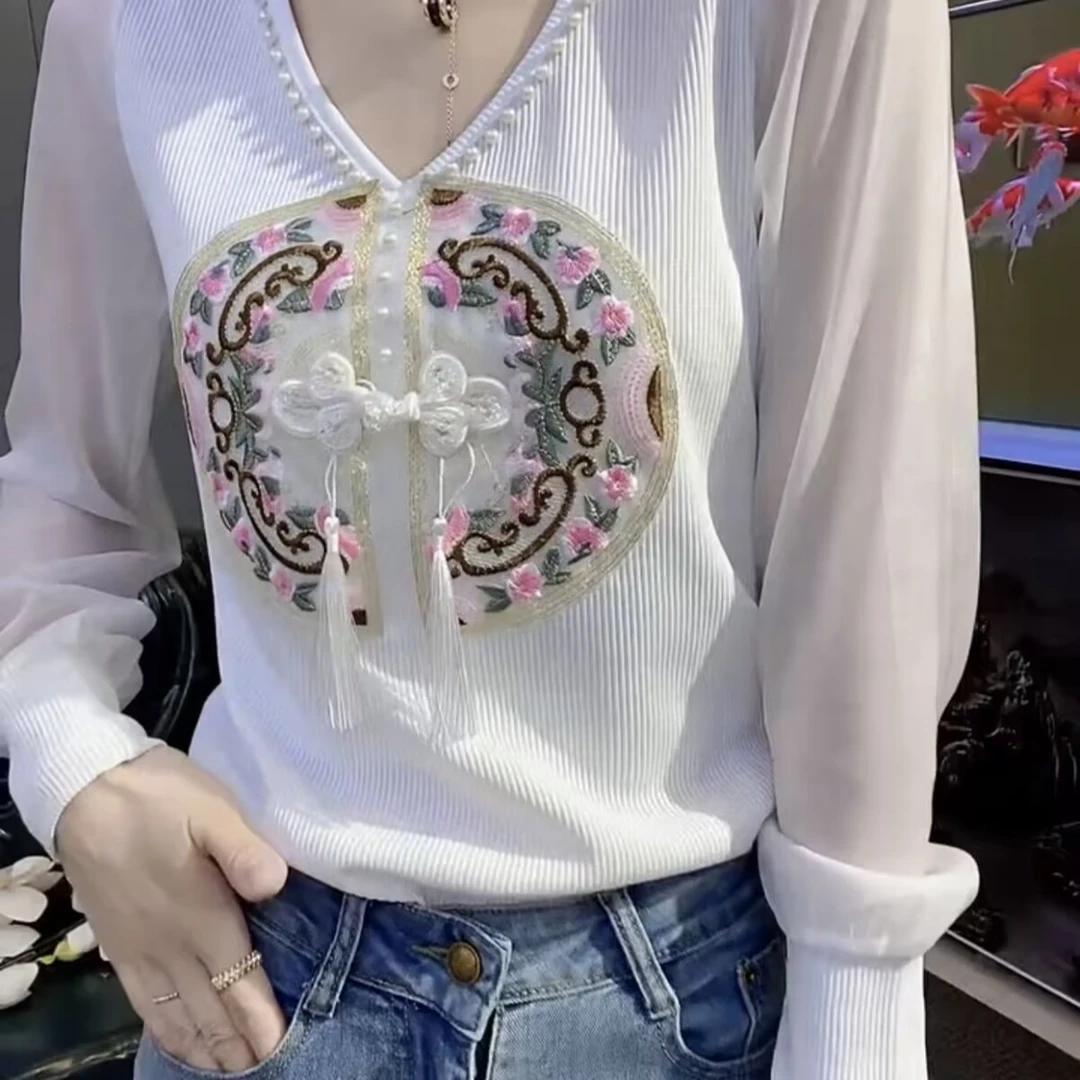 2024打底宽松设计中式盘扣新款时尚春季国风外套刺绣上衣长袖