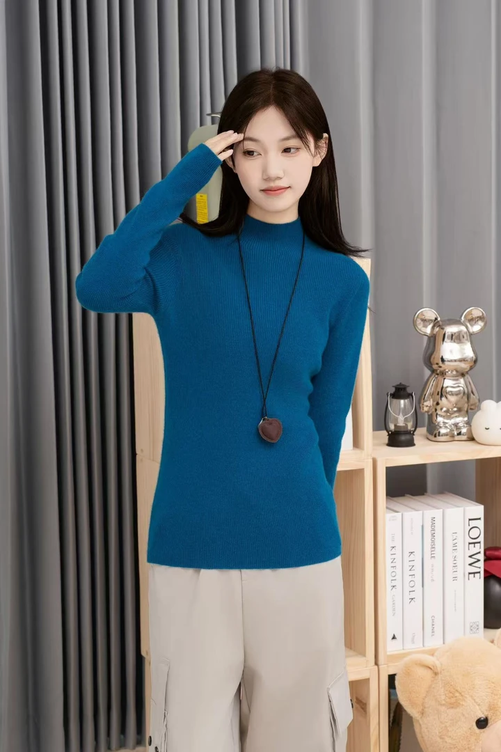 洪叶云台2024新款纯山羊绒衫罗纹弹力加厚舒适保暖正品100%羊绒衫