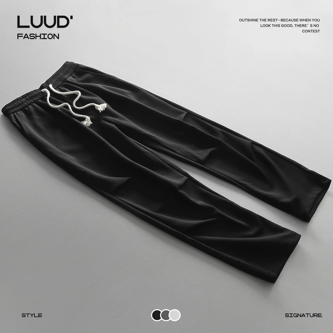 【断码五折】阔腿褶皱伞兵卫裤男潮流松紧腰直筒长裤垂感抽绳裤子