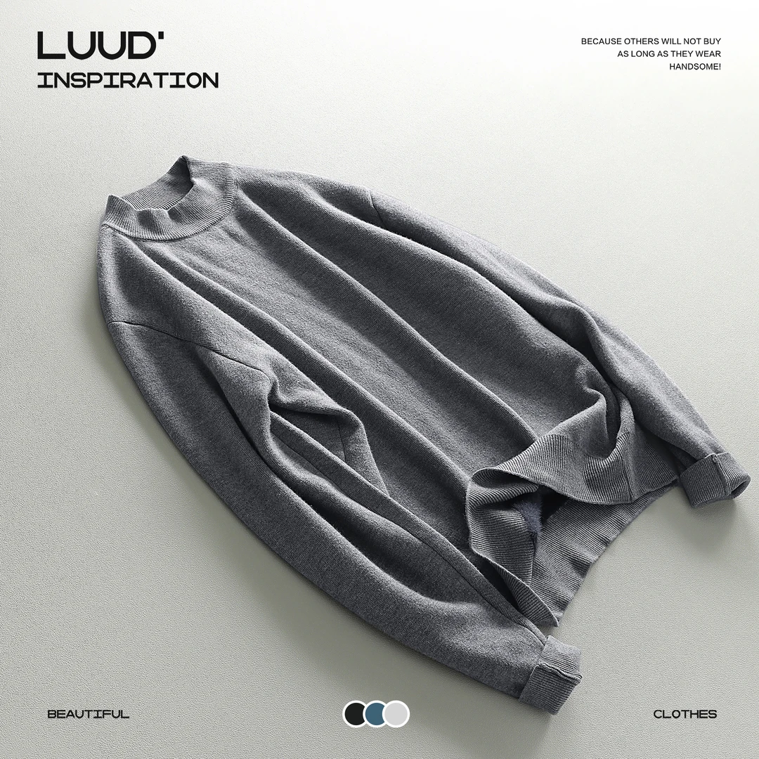 【断码五折】一体绒针织衫男半高领保暖加绒加厚毛衣修身套头打底衫