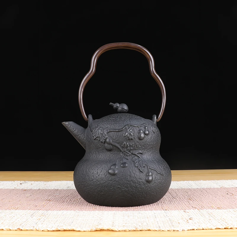 葫芦纯手工铁壶1200毫升烧水泡茶煮茶壶雕刻提梁壶全手工煮水家用