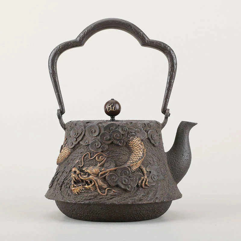 富士鎏金云龙1200毫升纯手工壶失蜡法茶壶煮水全手工铸铁壶雕刻