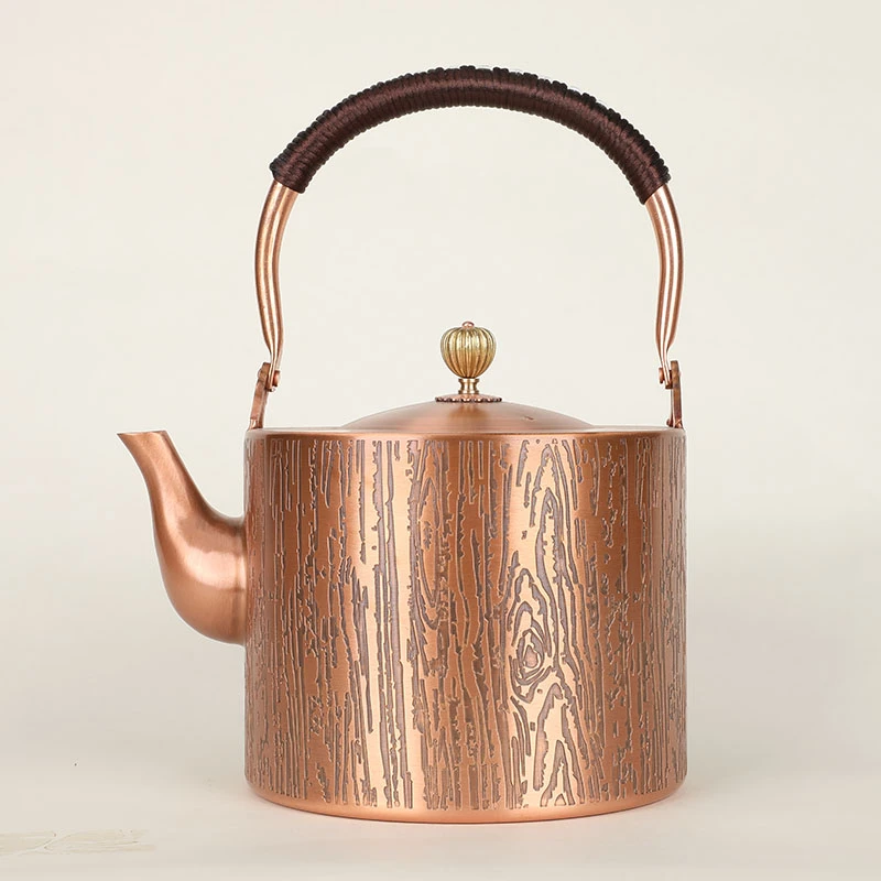 直筒树纹紫铜壶2升一张铜锻打煮茶煮水泡茶专用