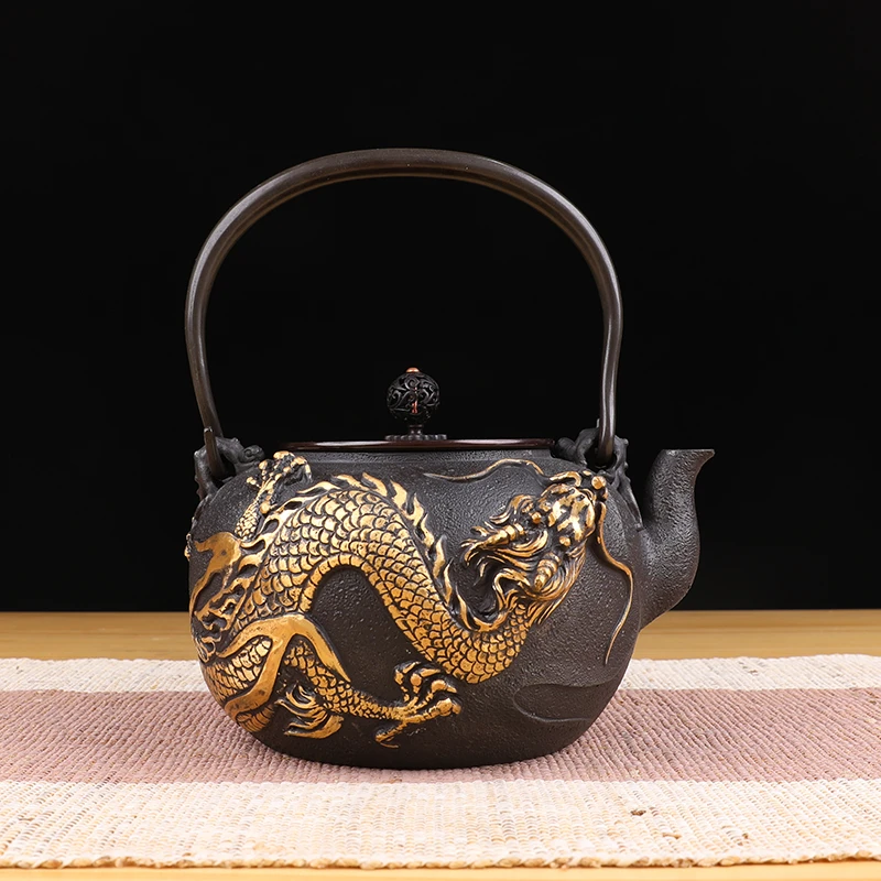 盘龙鎏金铁壶1200毫升烧水泡茶煮茶壶