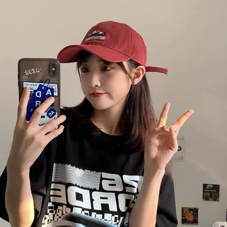 帽子女圆脸大脸显瘦ins鸭舌帽韩版显脸小百搭日系棒球帽春夏防晒