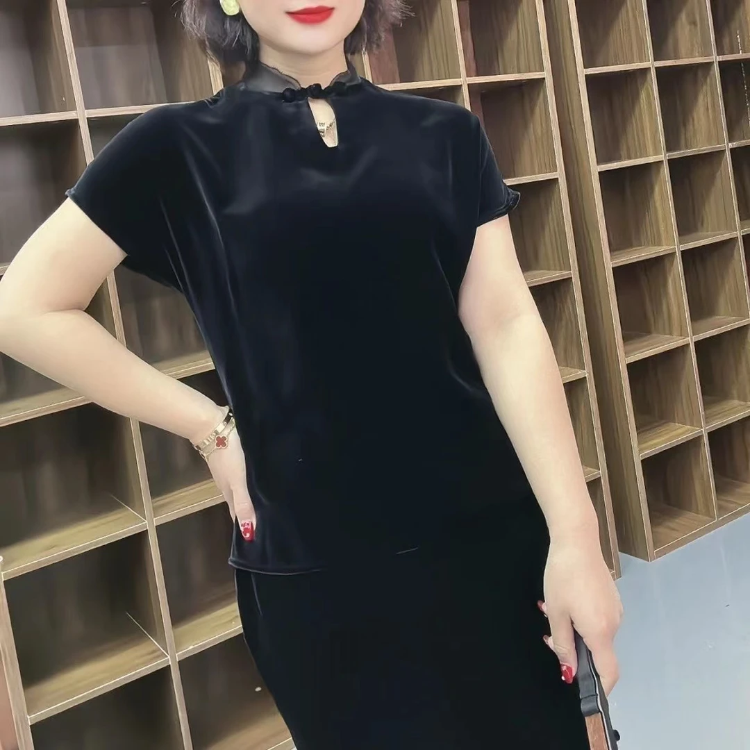 复古中国风盘连衣裙气质高端桑蚕丝丝绒衫ZJ-0451(衣长62cm左右)