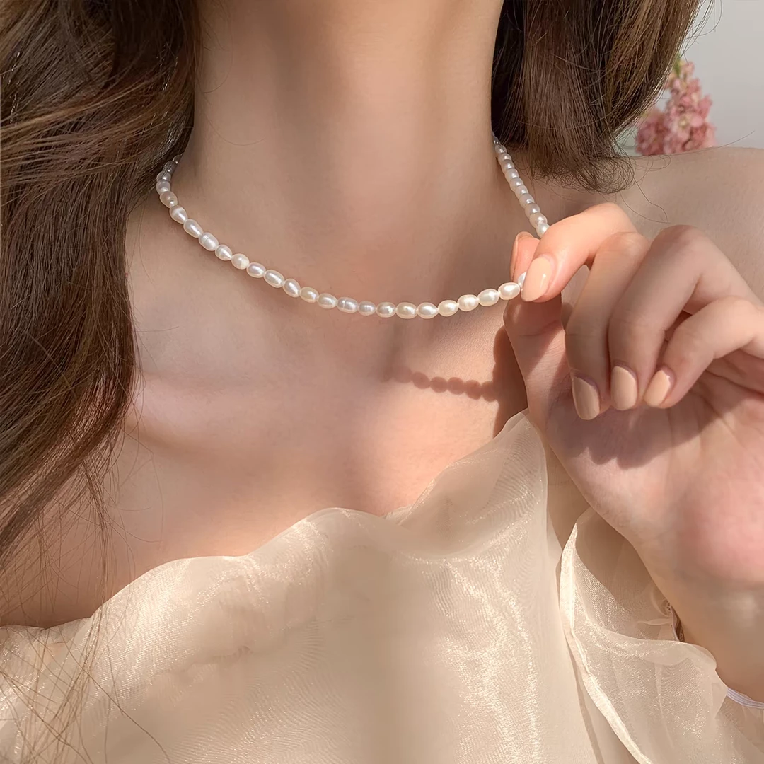 铜合金项链 131温柔法式气质巴洛克珠珠项链锁骨链