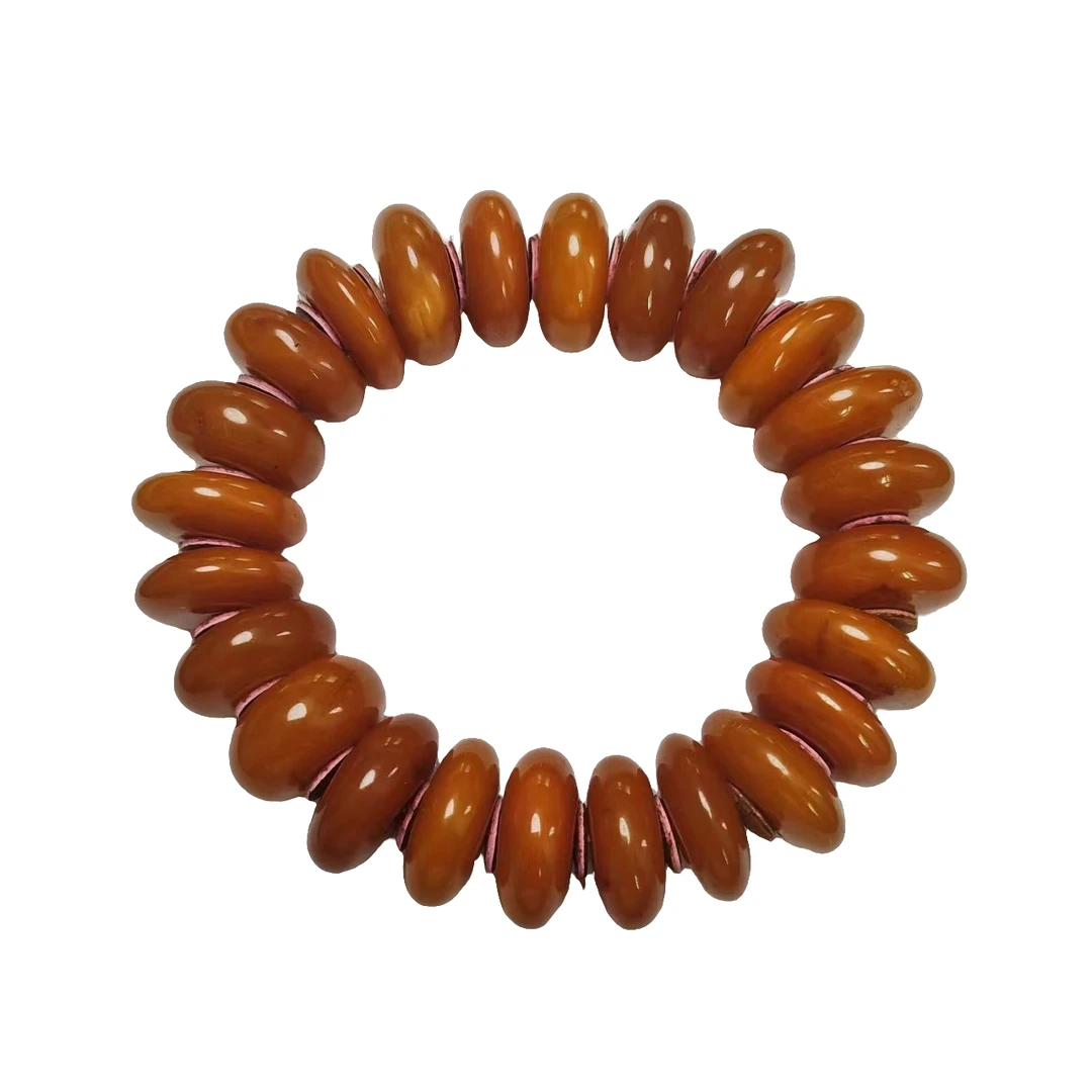 【亿馨珠宝】天然琥珀蜜蜡货币蜡老蜡饼子手串---（多样性发其一）