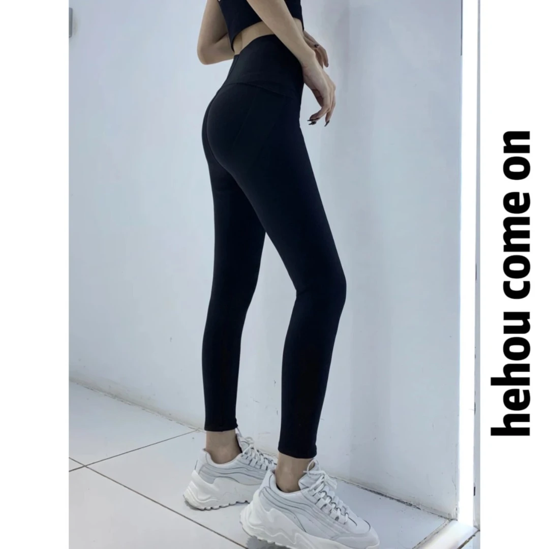 52264 和后品牌 冬季加绒加厚高腰提臀紧身芭比裤运动高弹鲨鱼裤