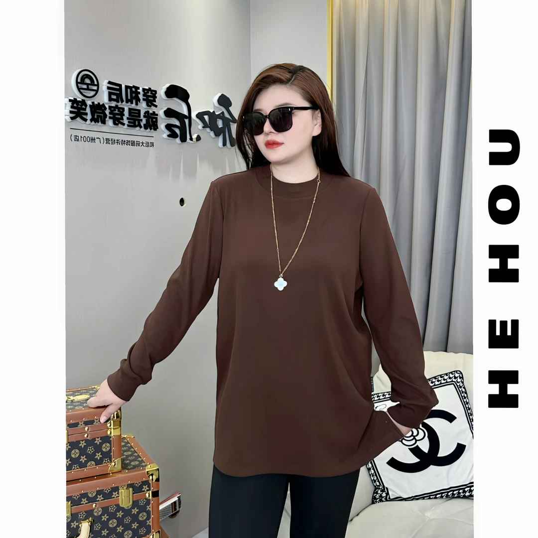 52204-1 和后大码 冬季显瘦纯色打底衫保暖舒适设计百搭绒衫