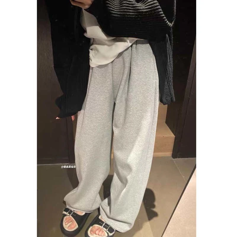 高个子加长束脚裤加绒加厚运动裤秋冬显瘦阔腿卫裤175拖地长裤子