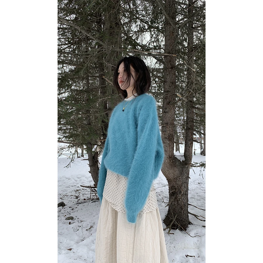 【小熊粉丝专享】HIIoooEet 春季2024新款加厚保暖毛网针织衫E00041